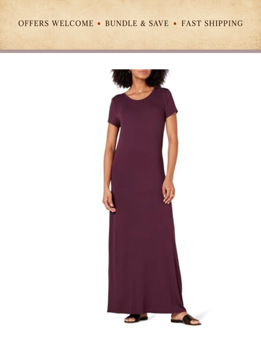 Women's Short Sleeve Maxi Dress Rayon Stretch Jersey Crew Neck